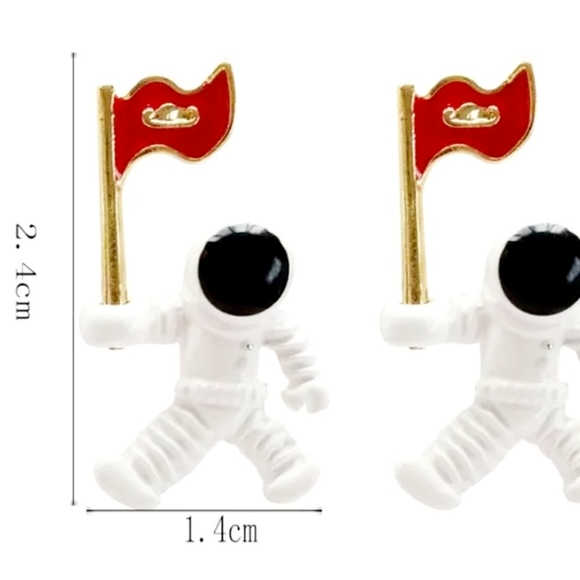 Gold plated Pearl Spaceman planet star earrings w/ silver post choose your style - Picture 16 of 16